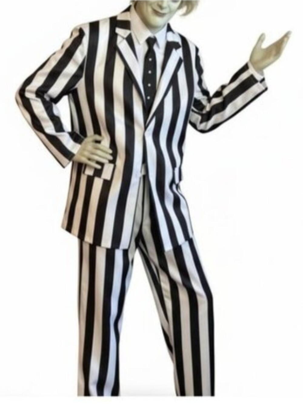Rubies Beetlejuice Men's Black and White Striped Set Two-piece Halloween Costume